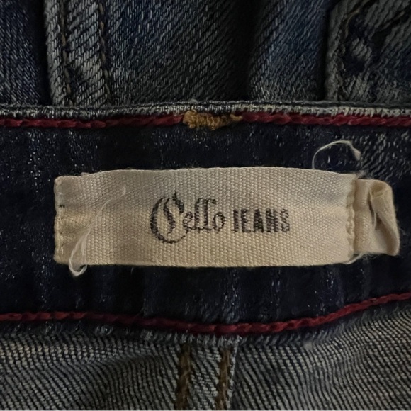 Cello Straight Blue Jeans with Fashionable Distressing Size 5 Low Rise EUC - Picture 6 of 8